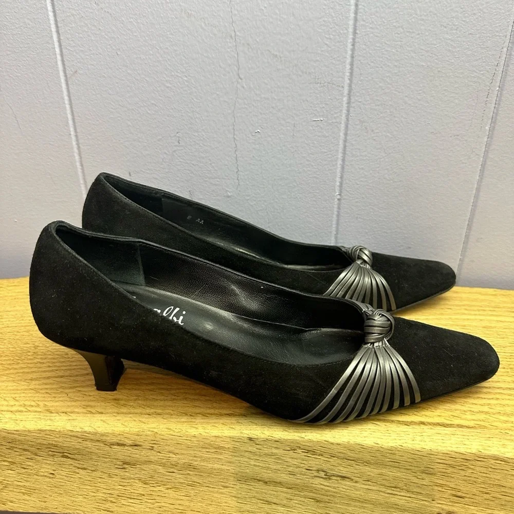 Amalfi Black Suede Heels with Knot Detail - Picture 4 of 7